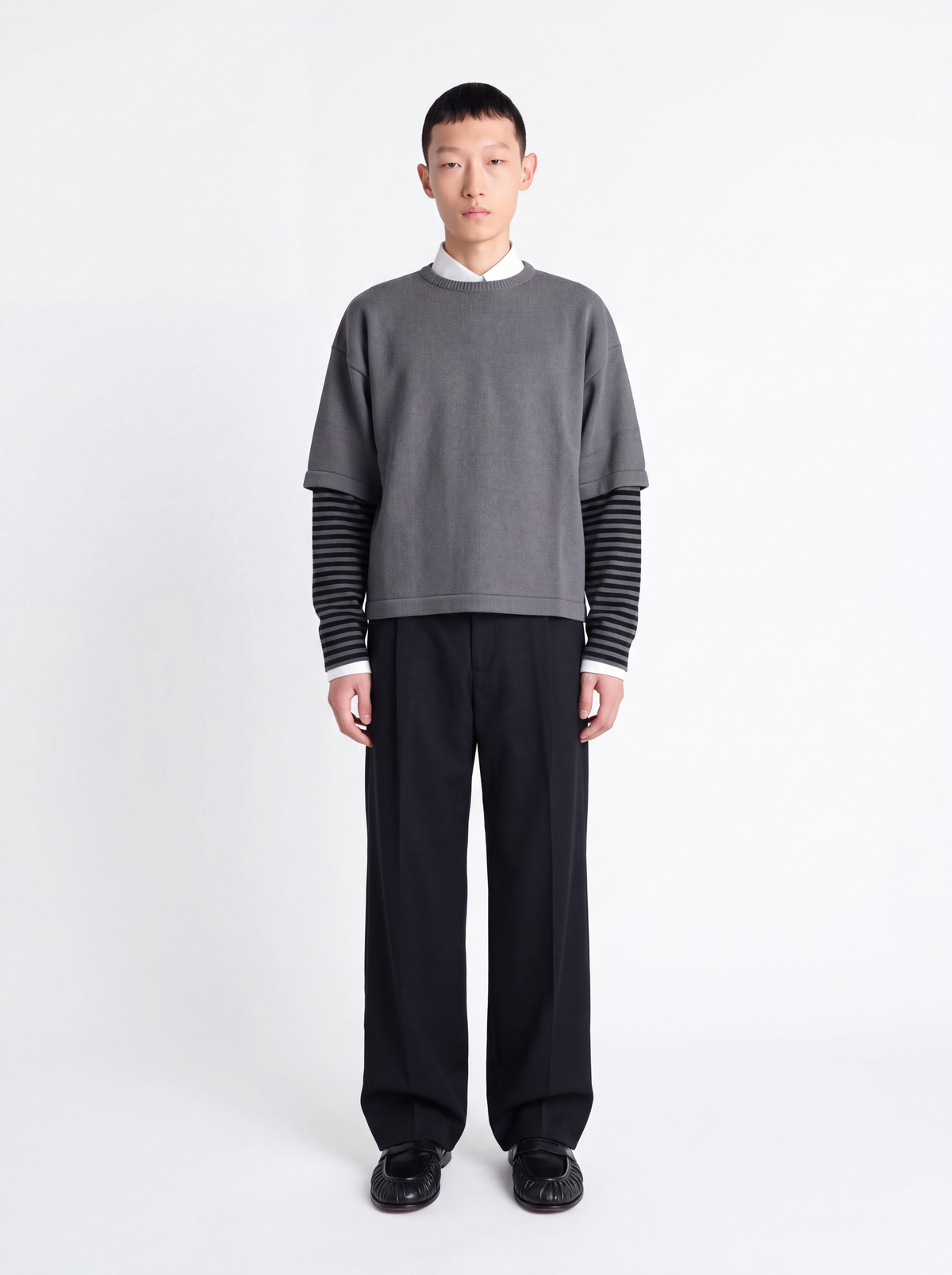 Maglia urban stripes merinos - antracite
