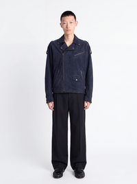 Chiodo in suede - blu