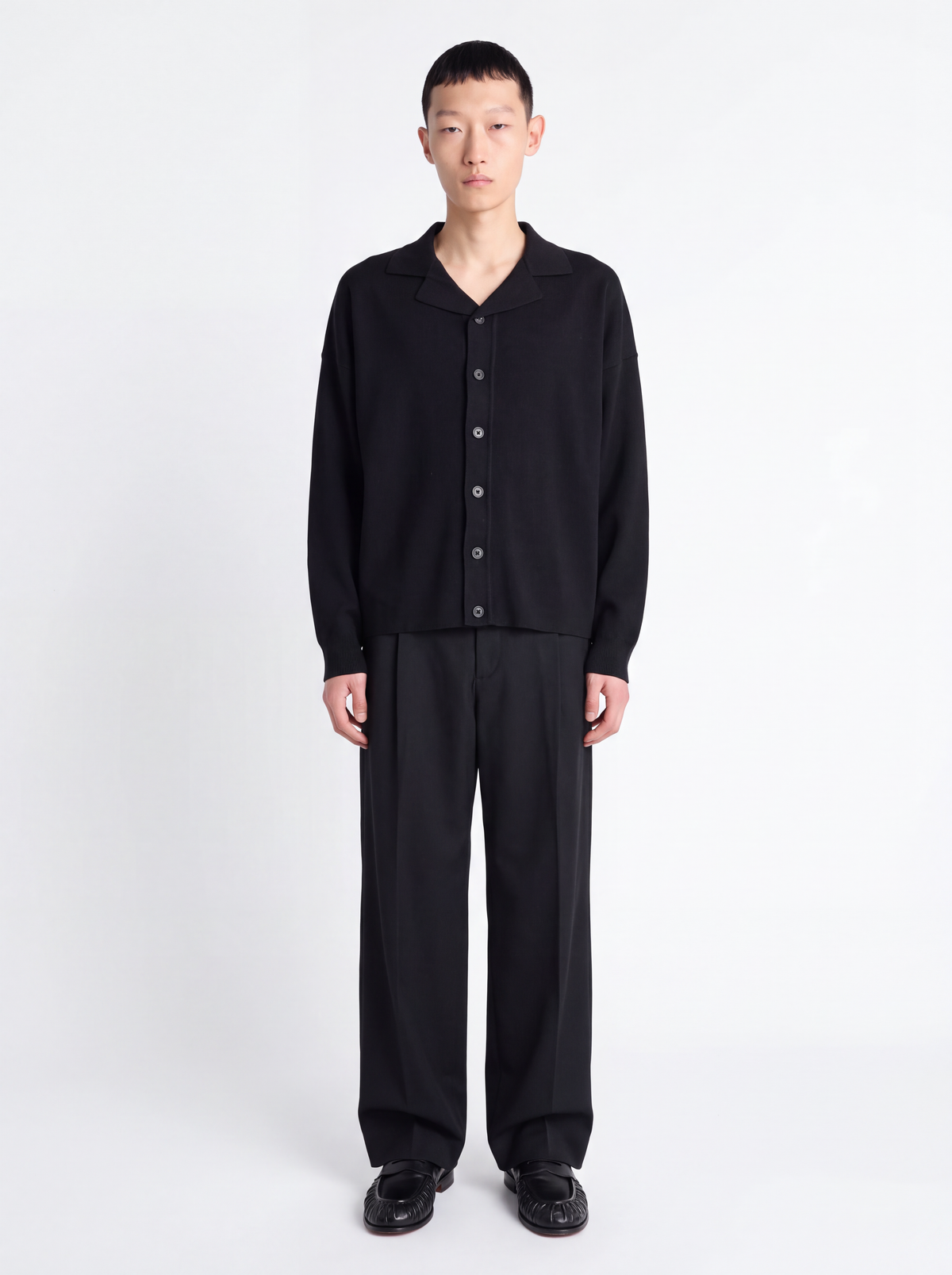 Maglia scollo bowling crop - nero