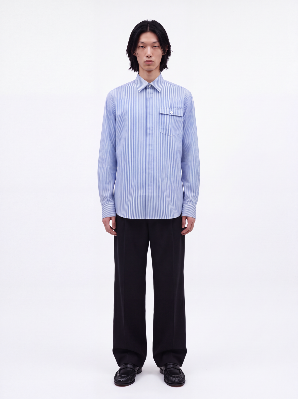 Camicia taschino regular fit bastoncino - celeste