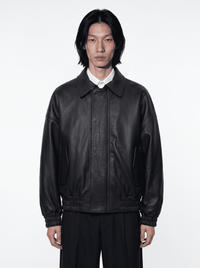Bomber aviator pelle martellata - nero